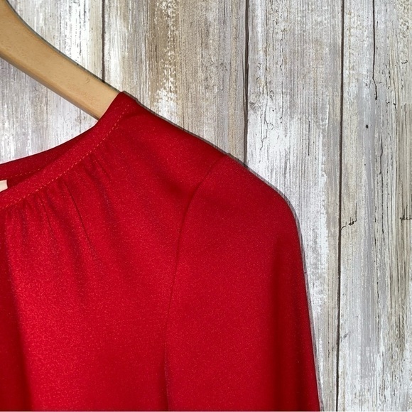 Loft Red Long Sleeve Blouse - Picture 3 of 4